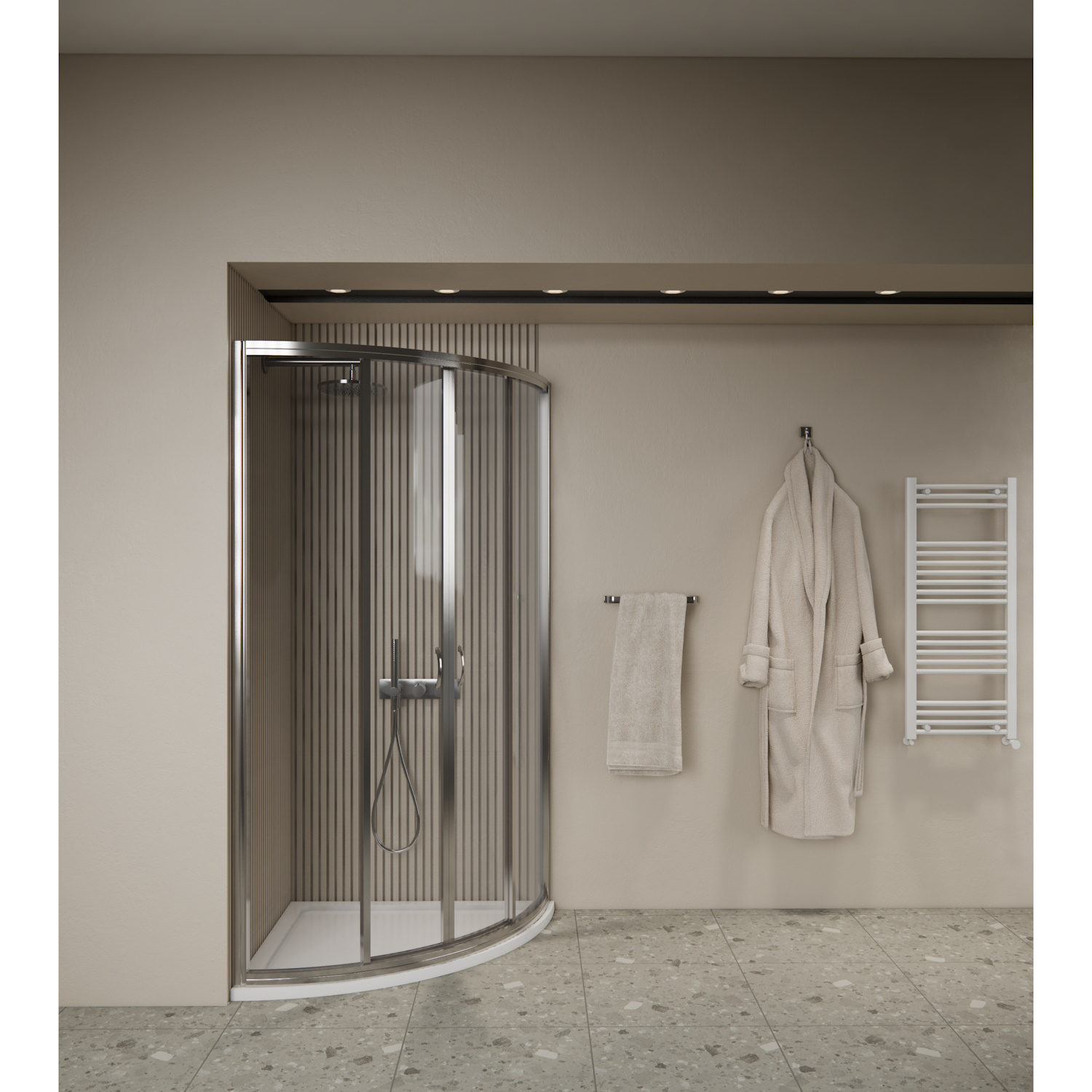 Douchecabine BWS Ola 80x80x190 cm Kwartrond Schuif Chroom Boss & Wessing