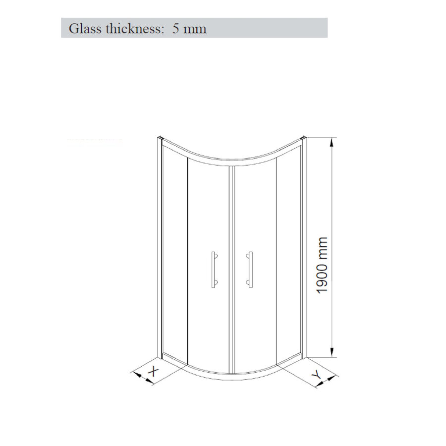 Douchecabine BWS Ola 80x80x190 cm Kwartrond Schuif Chroom