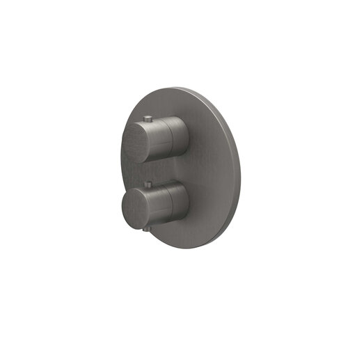 Afbouwdeel IVY Bond Inbouwthermostaat 3-weg Met Rond Rozet Geborsteld Metal Black PVD 