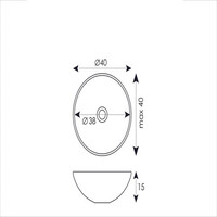 Waskom BWS Dorn 40X40X15cm Rond Solid Lei Grijs Mat