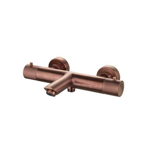 Badmengkraan Opbouw Sanilux Ribb Thermostatisch Rond Met Geribbelde Knop Brons 