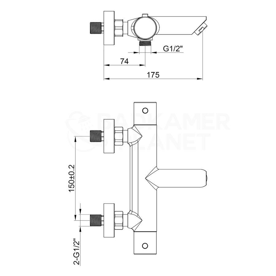 Badmengkraan Opbouw Sanilux Ribb Thermostatisch Rond Met Geribbelde Knop Brons