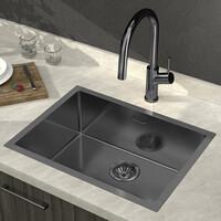 Inbouw Wastafel Sapho Zenith 60x45 cm RVS Antraciet PVD