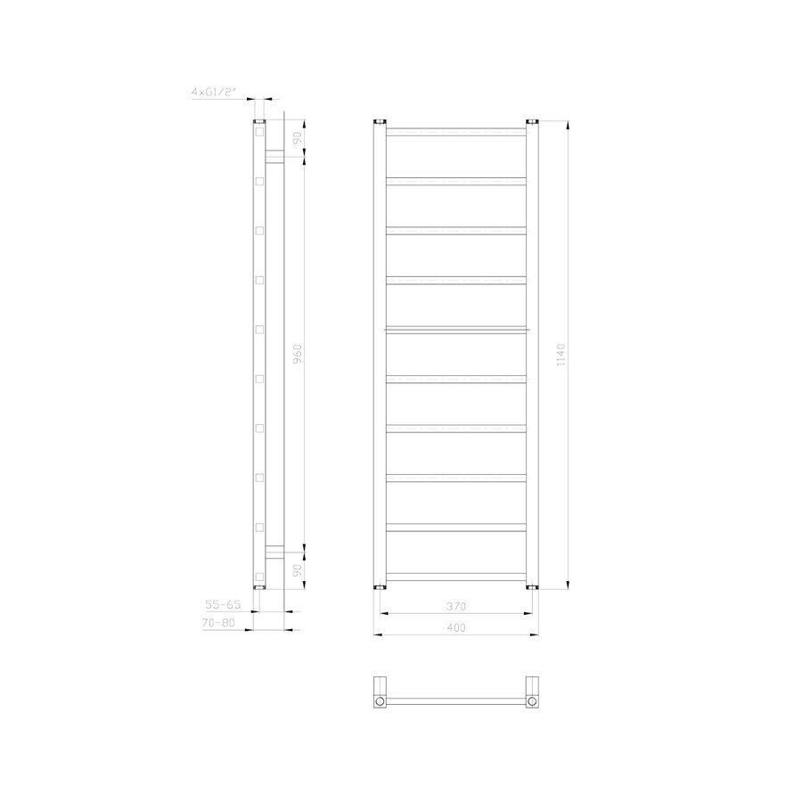 Designradiator Sapho Metro Light 40x114 cm Wit