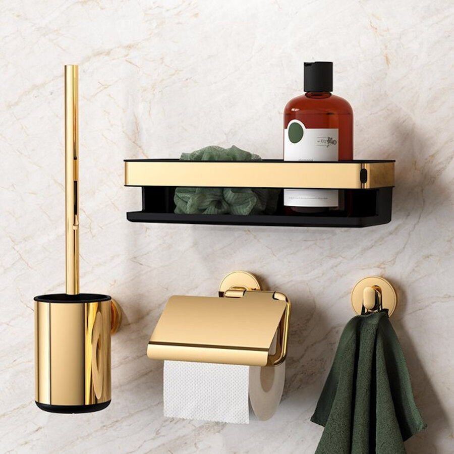 Toiletrolhouder Tiger Cooper Met Klep Hangend Goud