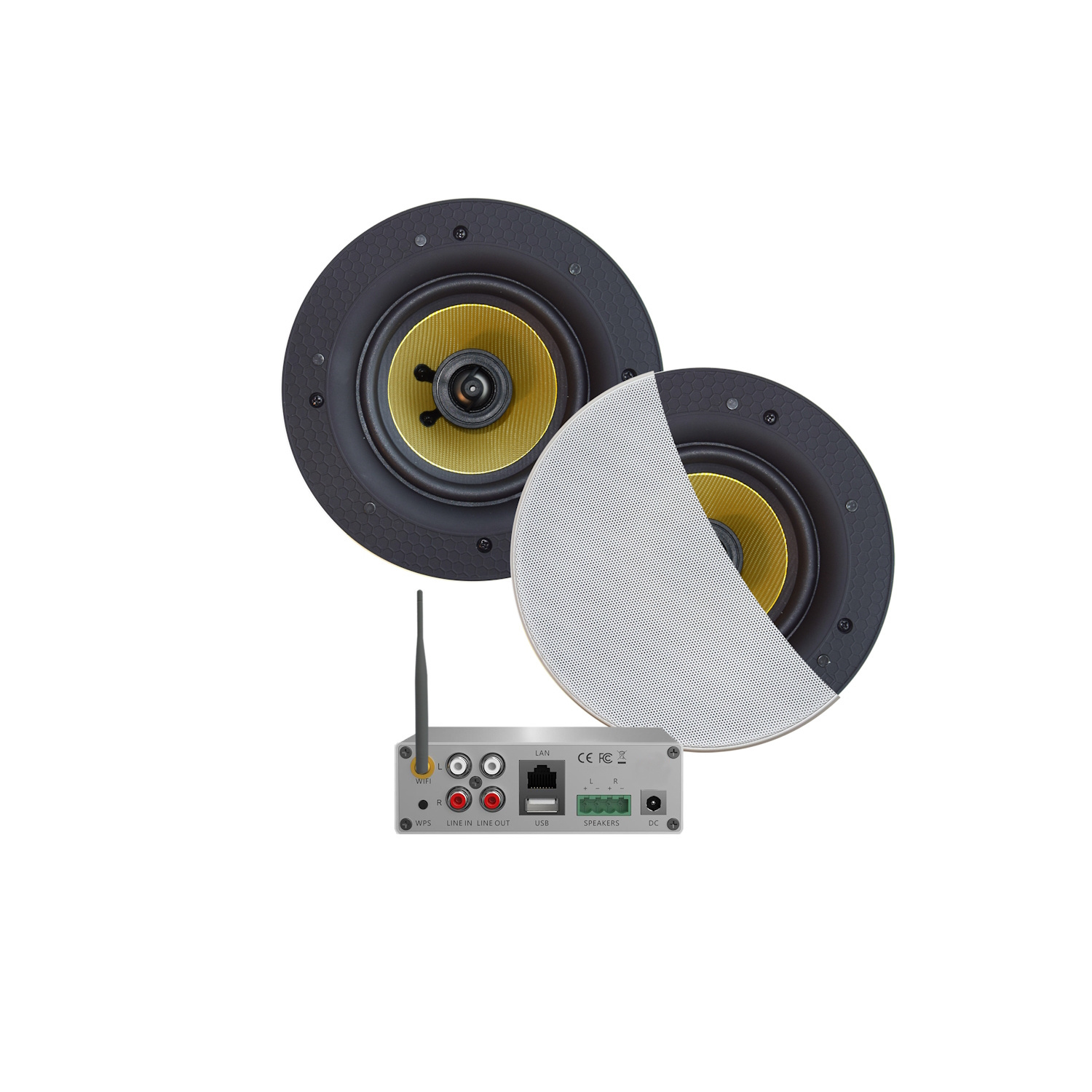 Wifi-Audiosysteem Aquasound Airplay + DLNA 70 Watt Incl Zumba Speakers Wit Aquasound
