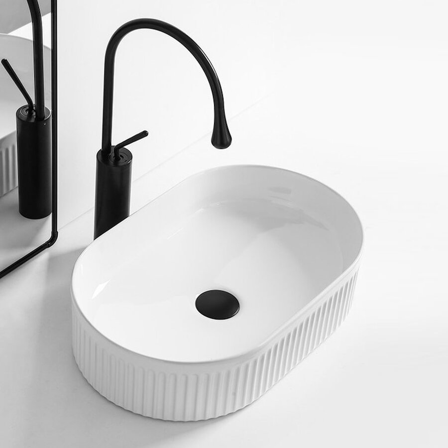 Waskom Sapho Picobello Keramisch Ovaal 49x31 cm Wit