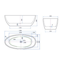 Vrijstaand Bad Luca Sanitair Primo Acryl 170x80x58 cm Incl. Afvoerset Mat Wit