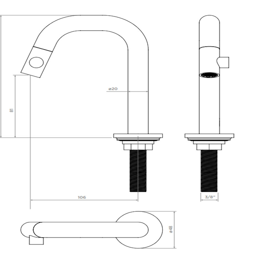 Fonteinkraan Clou Kaldur Met Korte Uitloop Rechts Gunmetal Geborsteld PVD