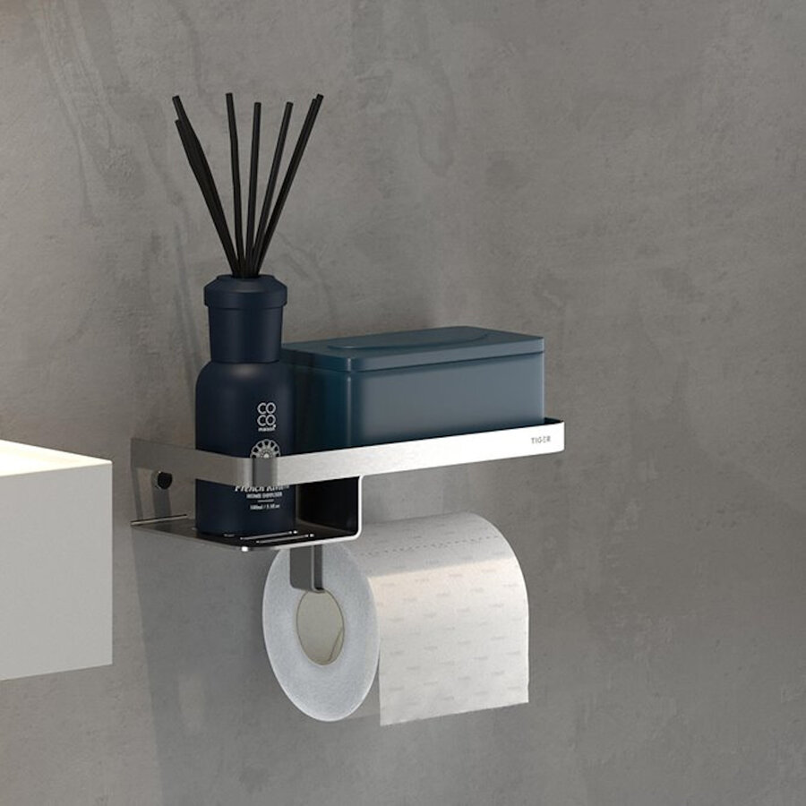 Toiletrolhouder Tiger Caddy Met Planchet RVS Geborsteld