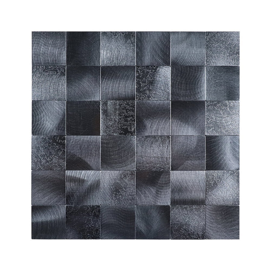 Mozaïek Isodeco Steenstrip Vierkant Zelfklevend 30.6x30.6 cm Brushed Gunmetal (Prijs Per Stuk)