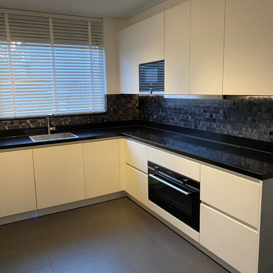 Mozaïek Isodeco Steenstrip Vierkant Zelfklevend 30.6x30.6 cm Brushed Gunmetal (Prijs Per Stuk)