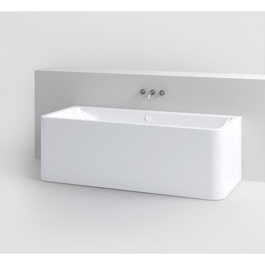 Clou InBe Ligbad Wandmodel Rechthoekig 172x74x60.5 cm Acryl Wit Met Overloop Wit