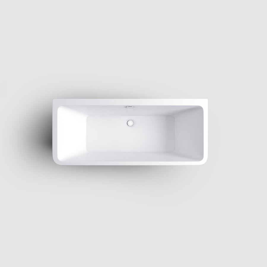 Clou InBe Ligbad Wandmodel Rechthoekig 172x74x60.5 cm Acryl Wit Met Overloop Wit
