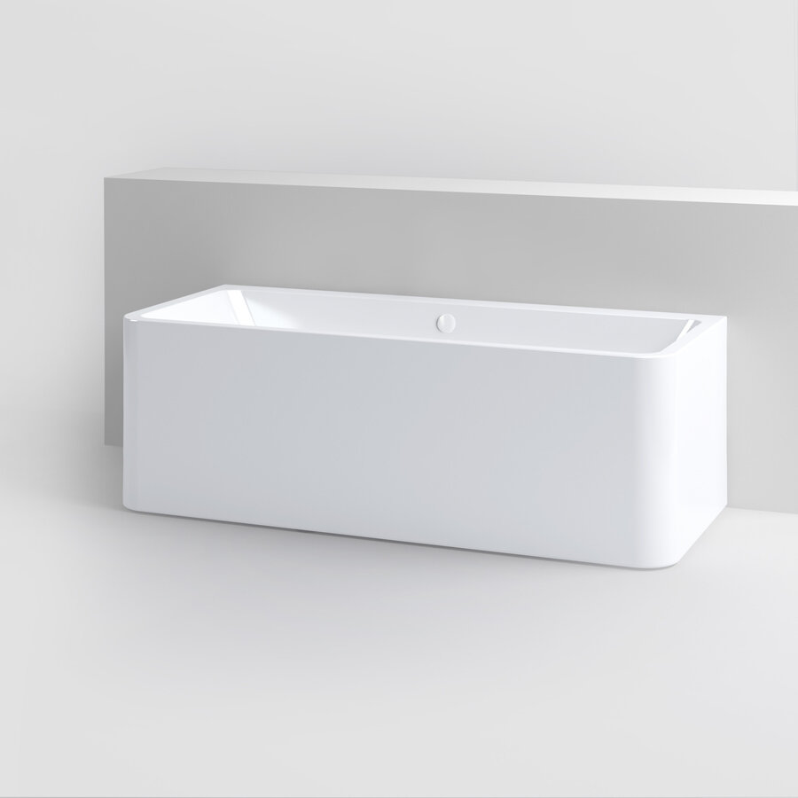 Clou InBe Ligbad Wandmodel Rechthoekig 172x74x60.5 cm Acryl Wit Met Overloop Wit