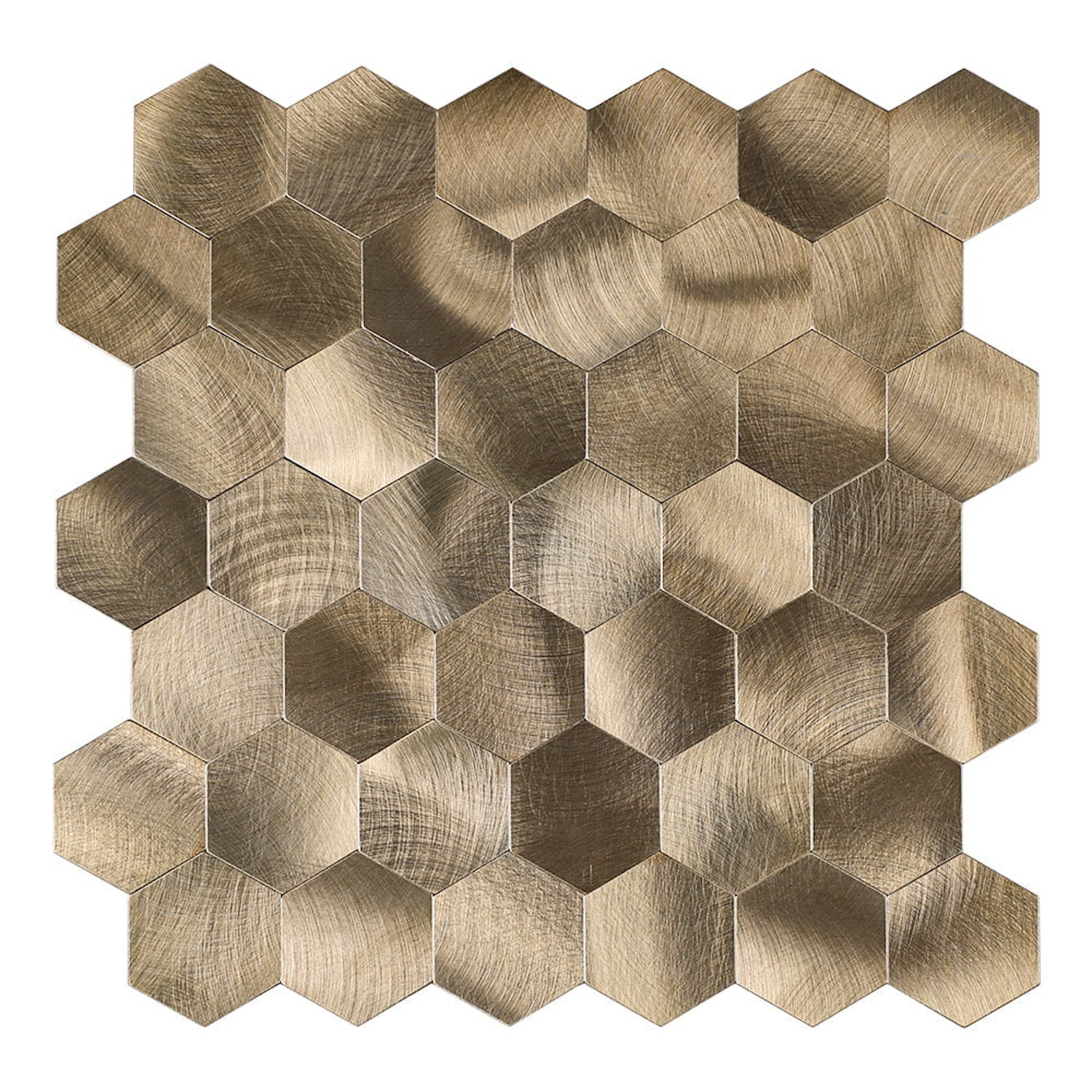 Mozaïek Isodeco Steenstrip Hexagon Zelfklevend 29.0x28.0 cm Geborsteld Brons Isodeco