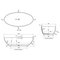 Vrijstaand Ligbad Ideavit Solid Ellipse 180x88x55 cm Met Pop-up Waste Mat Zwart