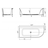 Hoekbad BWS Jordan Links 180x80 Cm Mat Wit Waste Mat Wit