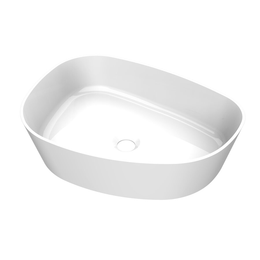 Waskom Arcqua Rocker Cast Marble 50x37 cm Organisch Links Glans Wit