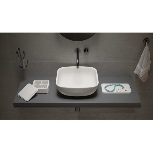 Opbouw Waskom Ideavit Solidpool 35x35x13 cm Solid Surface Mat Wit 