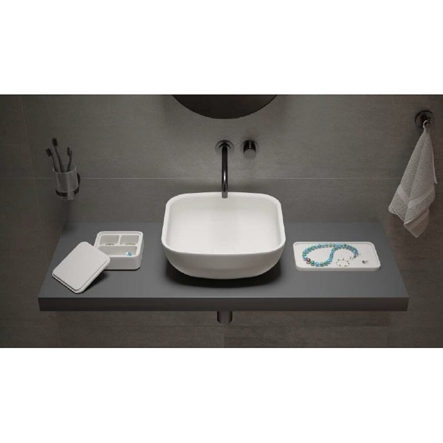 Opbouw Waskom Ideavit Solidpool 35x35x13 cm Solid Surface Mat Wit