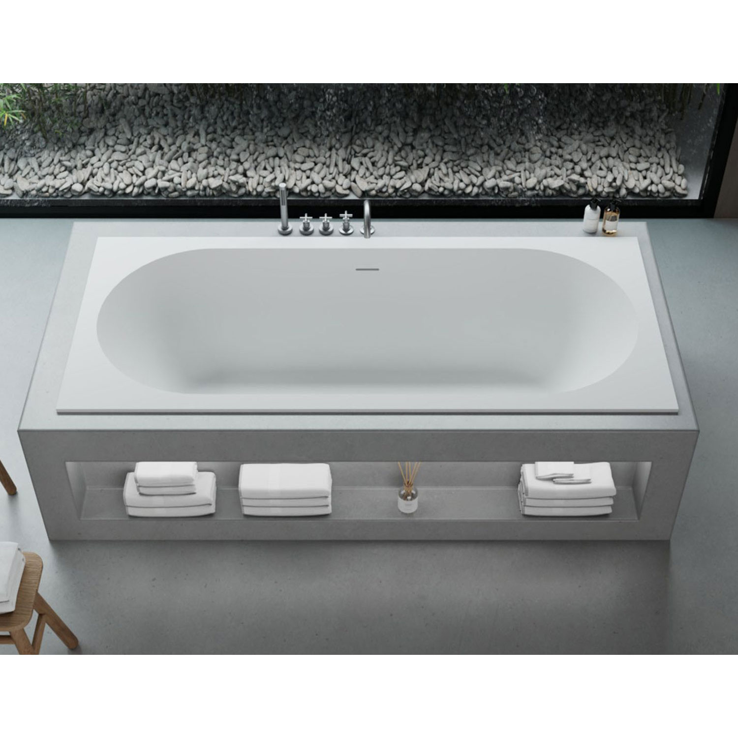 Inbouw Ligbad Ideavit SolidCozy 180x80x54 cm Solid Surface Met Pop-up Waste Mat Wit Ideavit