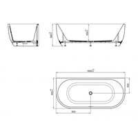 Half Vrijstaand ligbad BWS Jordan 180x80 Cm Mat Wit Waste Mat Wit