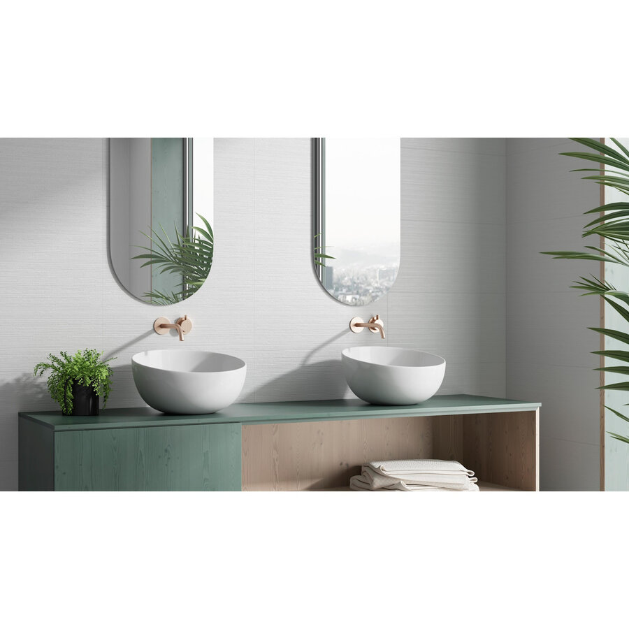 WandtegelColorker Iris 29.5x59.5 cm 10.4 mm Mat White Lines (Prijs per M2)