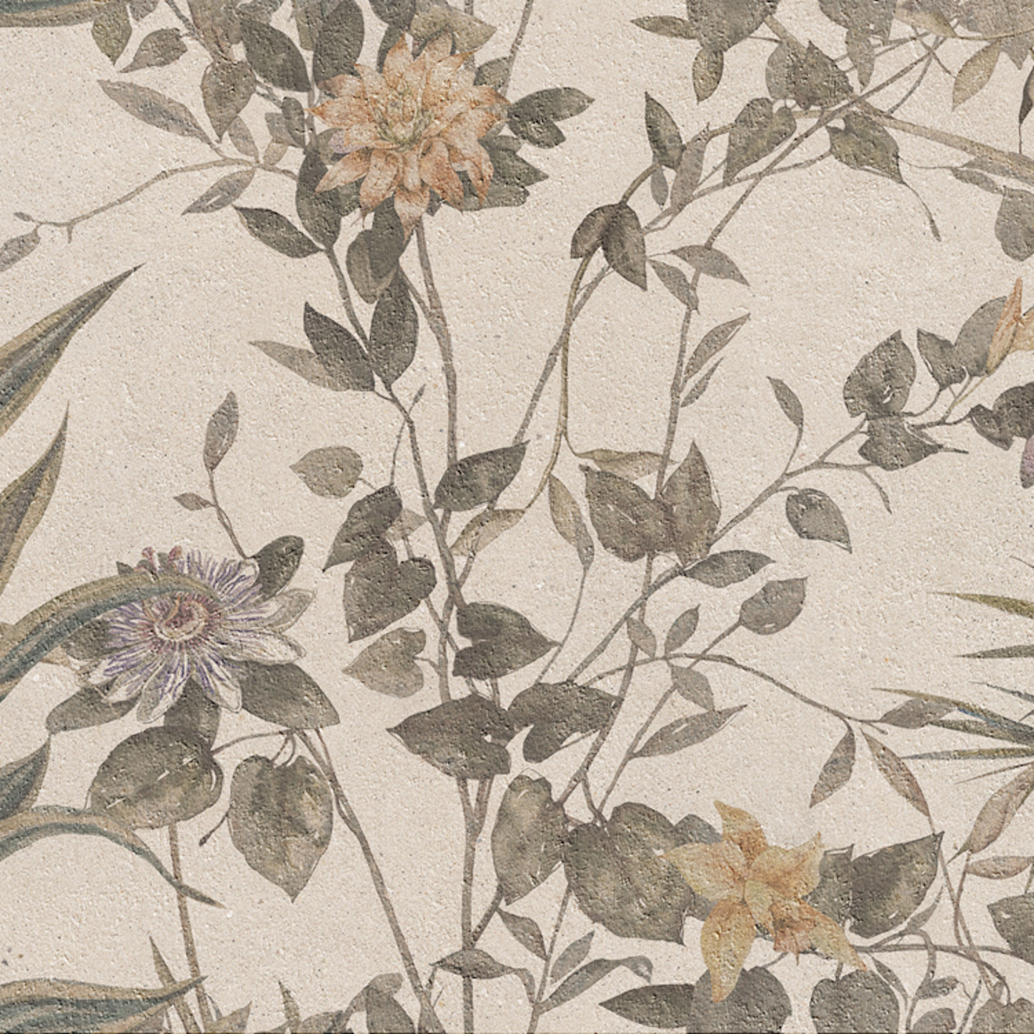 Wandtegel Cifre Ceramica Borneo 60x120 cm Betonlook Mat Beige Met Bloemen Cifre Ceramica