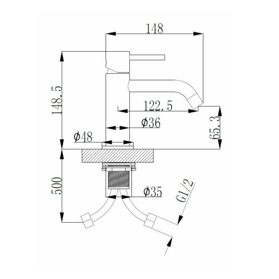 Wastafelmengkraan Opbouw BWS Uitloop 6.5 cm 1-hendel Gunmetal