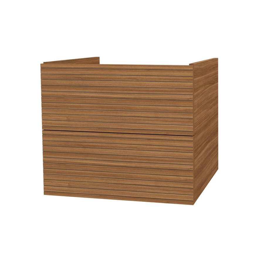 Onderkast BWS Elite 60x45x50 cm Met Horizontaal Reliëf Walnoot