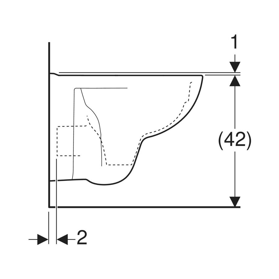 Geberit Bastia Wandcloset Compact Diepspoel Rimfree Wit (zonder zitting)