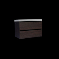 Onderkast Sanilux Trendline Met Greeplijst Mat Zwart 80x47x52 Cm Brown Oak