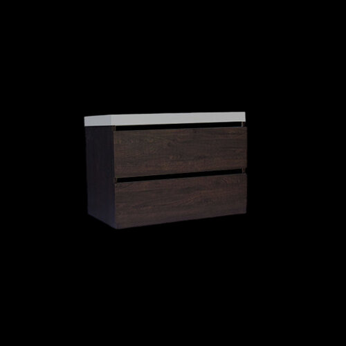 Onderkast Sanilux Trendline Met Greeplijst Mat Zwart 80x47x52 Cm Brown Oak 