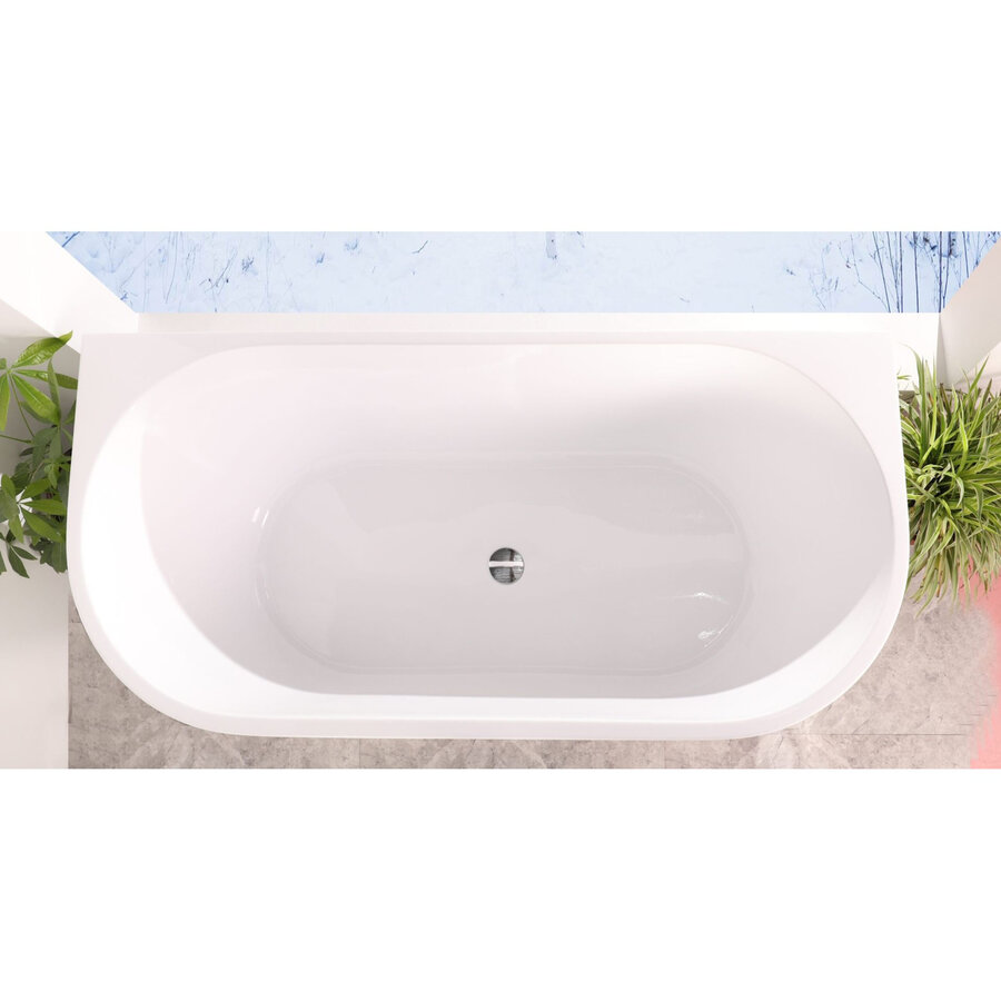 Half Vrijstaand Ligbad BWS Arcryl 170x80x60 cm Wit