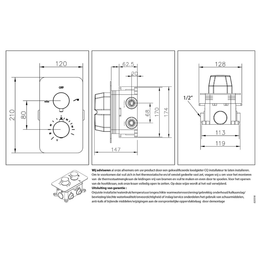 Best-Design "One-Pack" Inbouw-Regendoucheset "Nancy-M-300" Mat-Goud