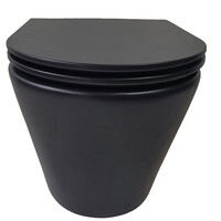 Rimless Wandcloset BWS Astev Flush Mat Zwart Met Flatline Toiletzitting Softclose En Quick Release Mat Zwart