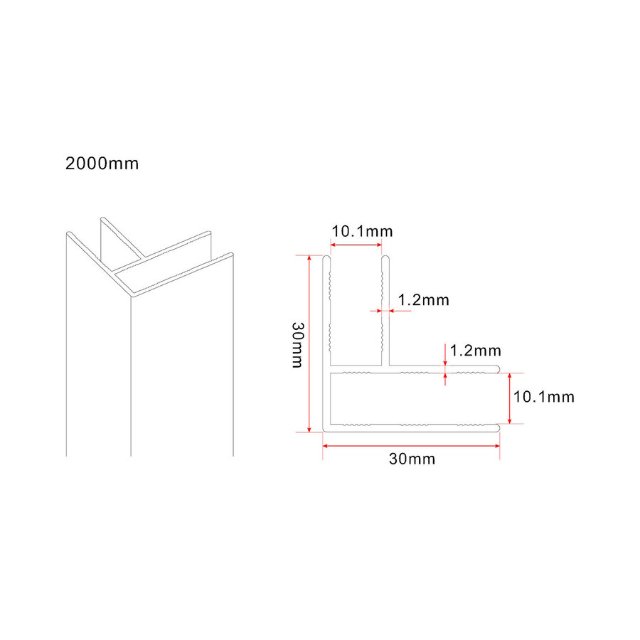 Hoekprofiel Wiesbaden Slim 200x1 Cm Gunmetal