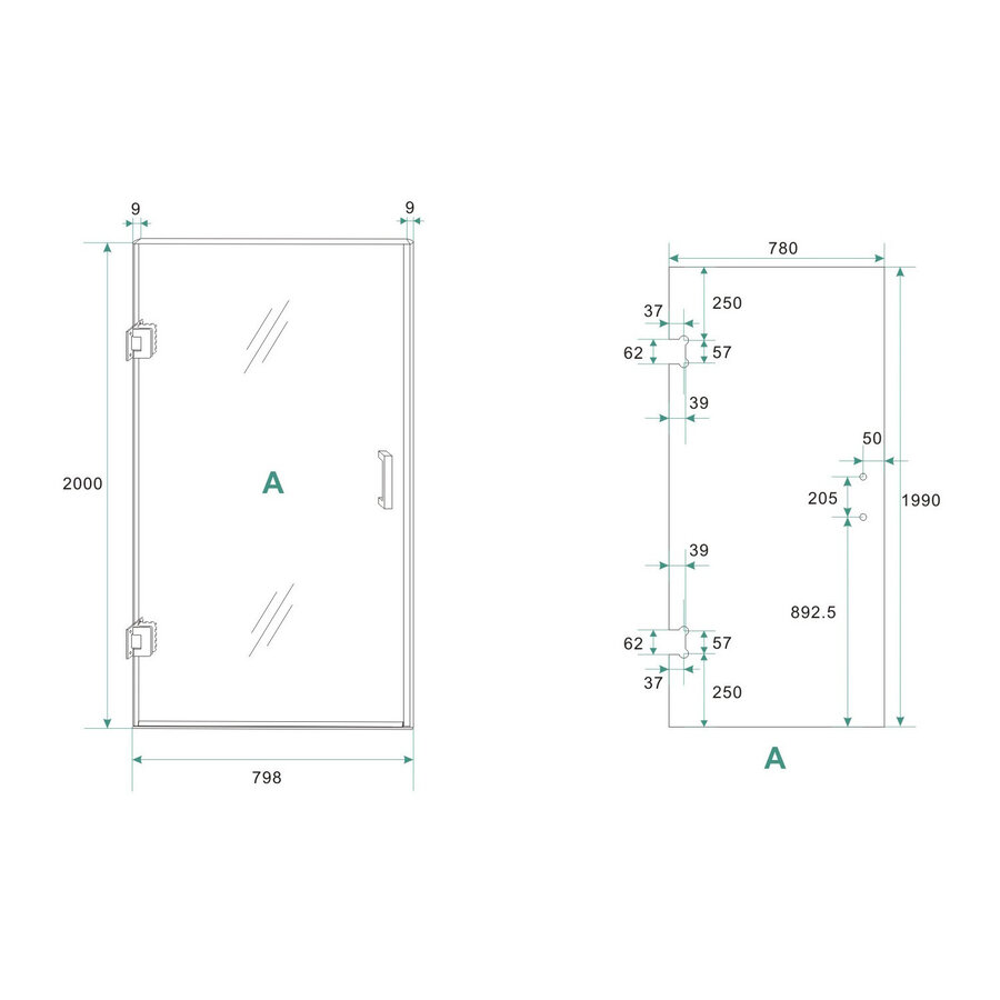 Glas Voor Nisdeur Wiesbaden Less 80x200 cm 8 mm Nano Helder Glas