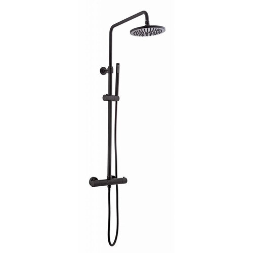 Regendoucheset Opbouw Sanilux Blair Thermostatisch Douchekop 30 cm Mat Zwart 