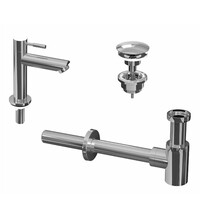 Fonteinpack Hit Basic-Line Porselein Glans Wit (kraangat rechts) Chroom