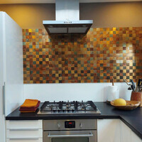 Mozaïek Isodeco Steenstrip Blok Vierkant Zelfklevend 30.0x30.0 cm Rustiek Goud (Prijs Per Stuk)