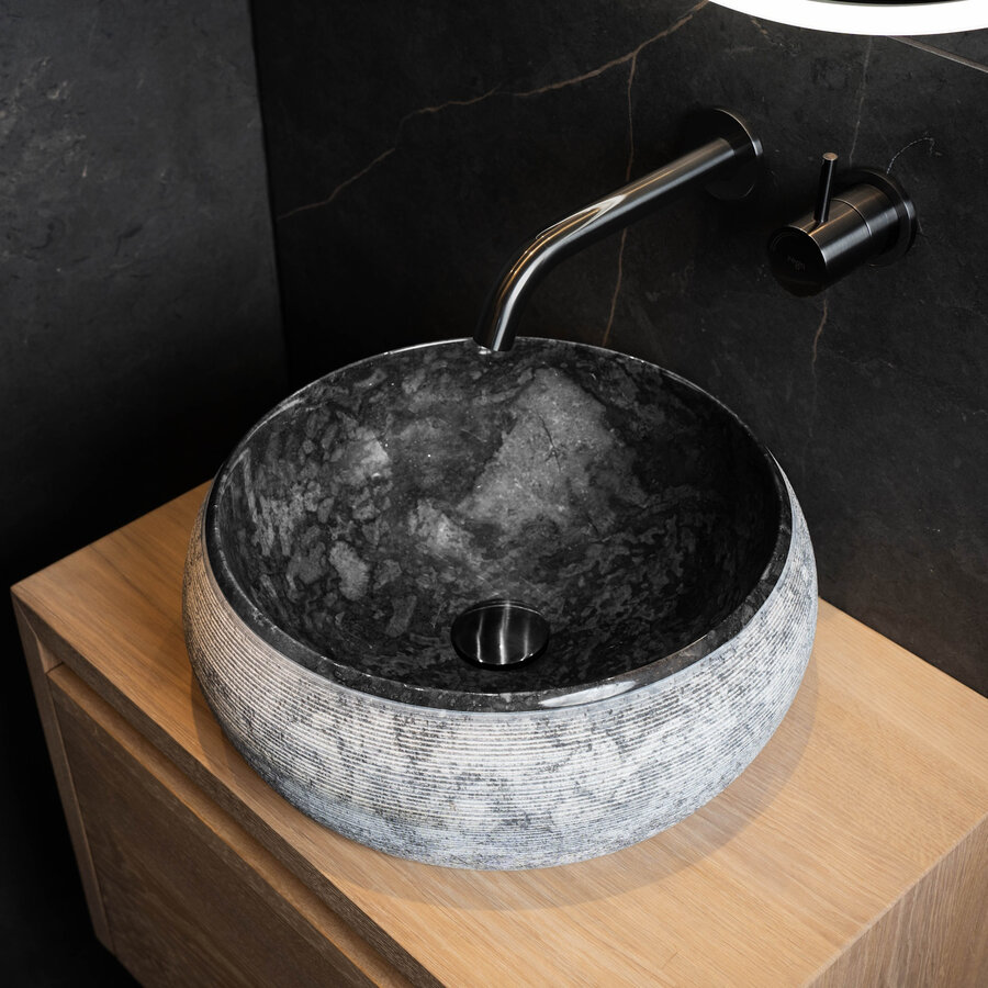 Waskom Loutro Rocky B Rond 40x40x15 cm Black