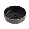 Boss & Wessing Waskom BWS Keramiek Met Geborsteld Zilver Relief 36 cm Zwart