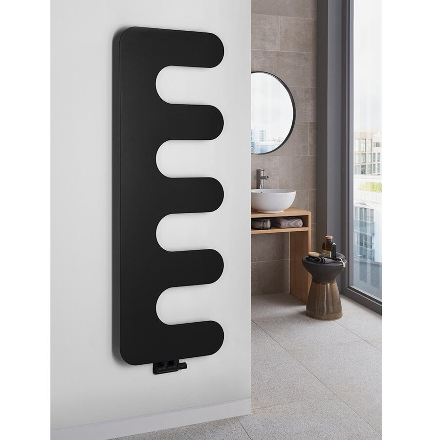Designradiator Sapho Evolla 49x139 cm Mat Zwart