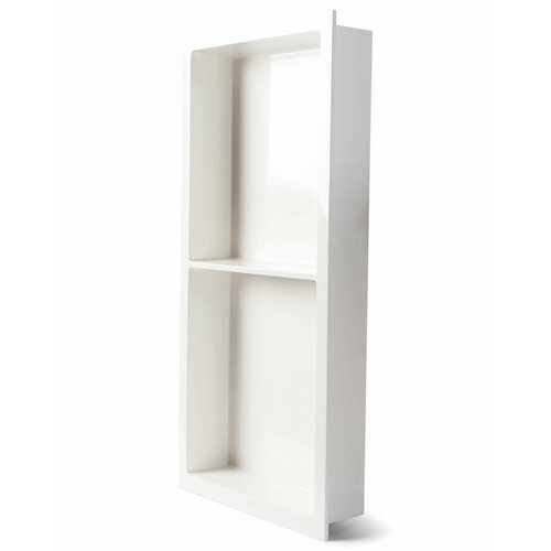 Inbouwnis Luca Sanitair Luva 59,5x29,5x7 cm Met 2 Schappen Mineral Stone Glans Wit 