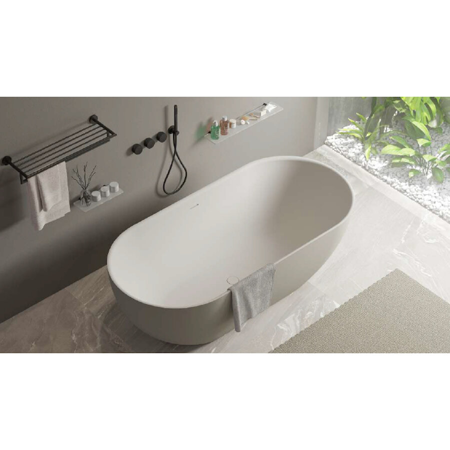 Ligbad Vrijstaand Ideavit Solidera 170x80x55 cm Solid Surface Mat Pebble Grey