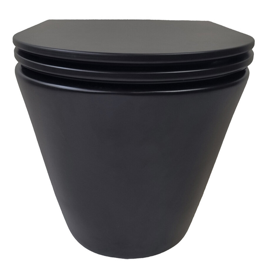 Stereo Rimless Wandcloset Wiesbaden Mat Zwart Met Flatline Toiletzitting Softclose En Quick Release Mat Zwart