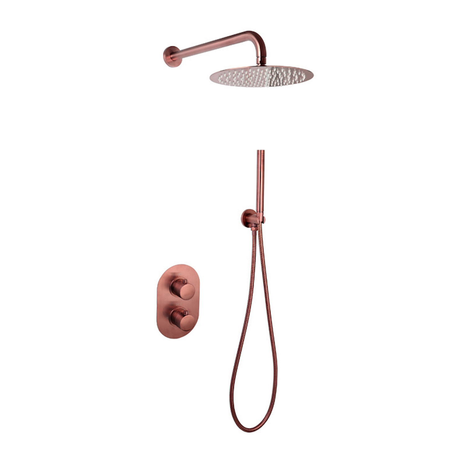 Doucheset Sanilux Rubb Inbouw Met Thermostaat, Douchekop 25 cm, Doucheslang en Handdouche Brons Sanilux