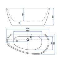 Vrijstaand Bad Luca Sanitair Primo Acryl 170x78x60 cm 260L Incl. Afvoerset Mat Wit